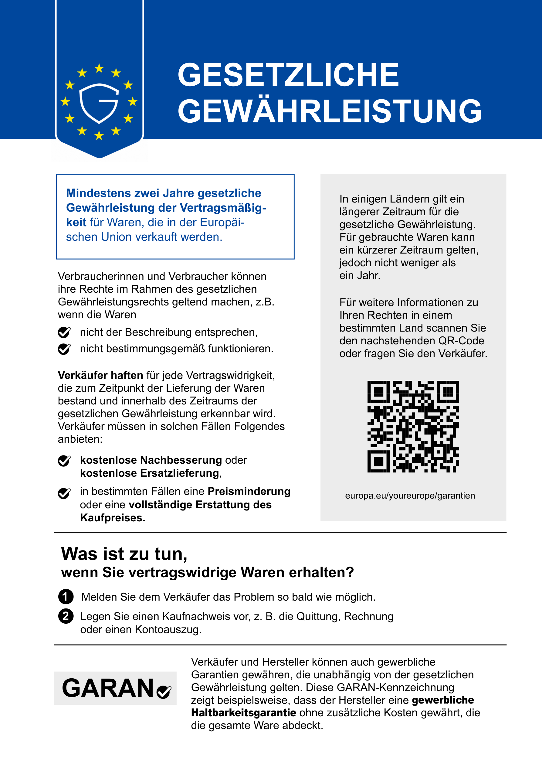 Offizielle Mitteilung zur gesetzlichen Gewährleistung. Die vollständige Textfassung ist über den Link Original-PDF öffnen zugänglich.